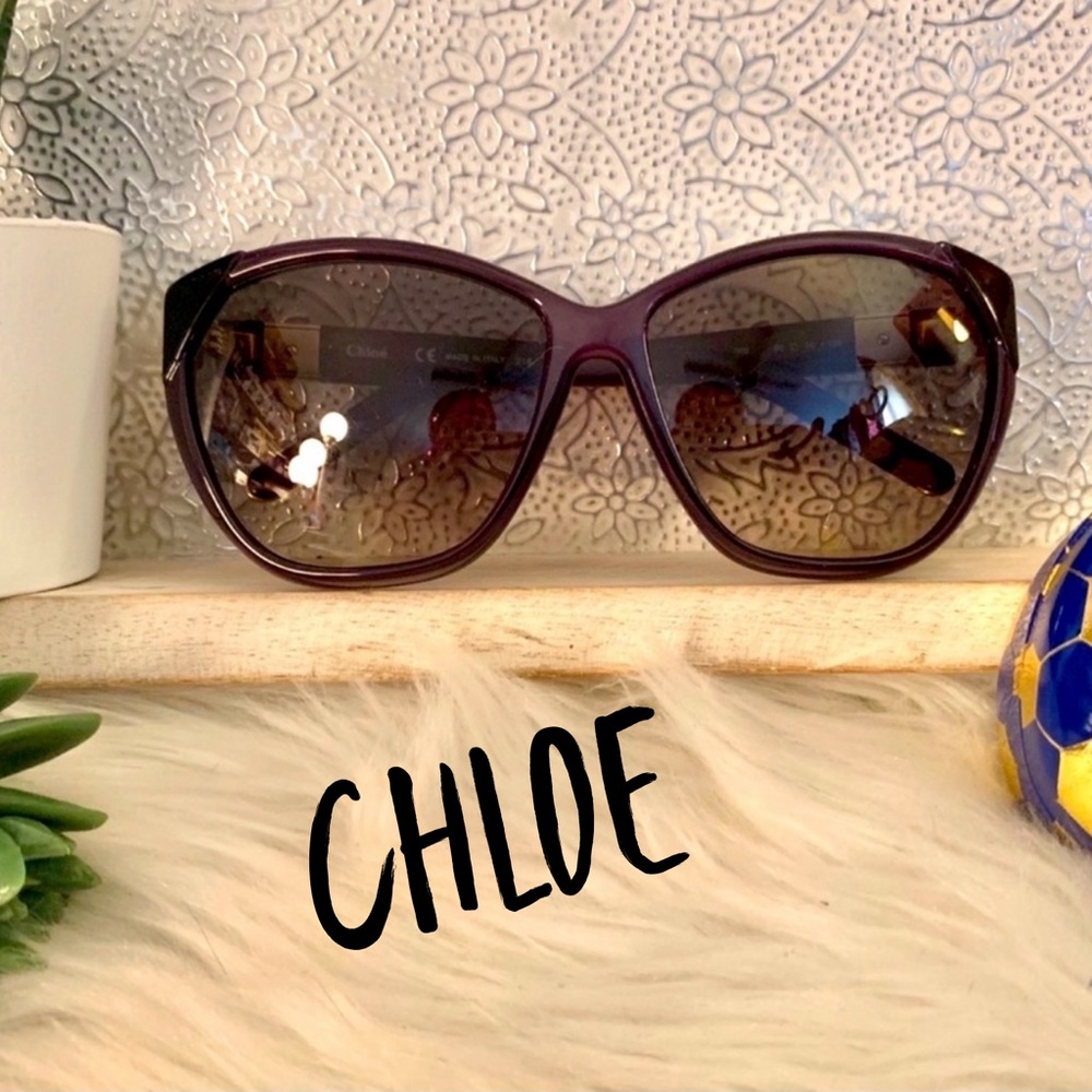 Chloe Sunglasses Blue/Purple Plastic Frames Designer Authentic EUC